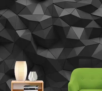 

CJSIR Customized Large Wall Painter with Nordic Minimalist Black Geometric Stereo Sofa TV Background Wall Wallpaper Home Decor