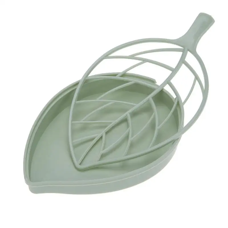 Leaf Shape Soap Dish Soap Box Plate Holder Tray Soapbox Shower Plate Hiking Bathroom Home Case Container Home Organizer Plastic