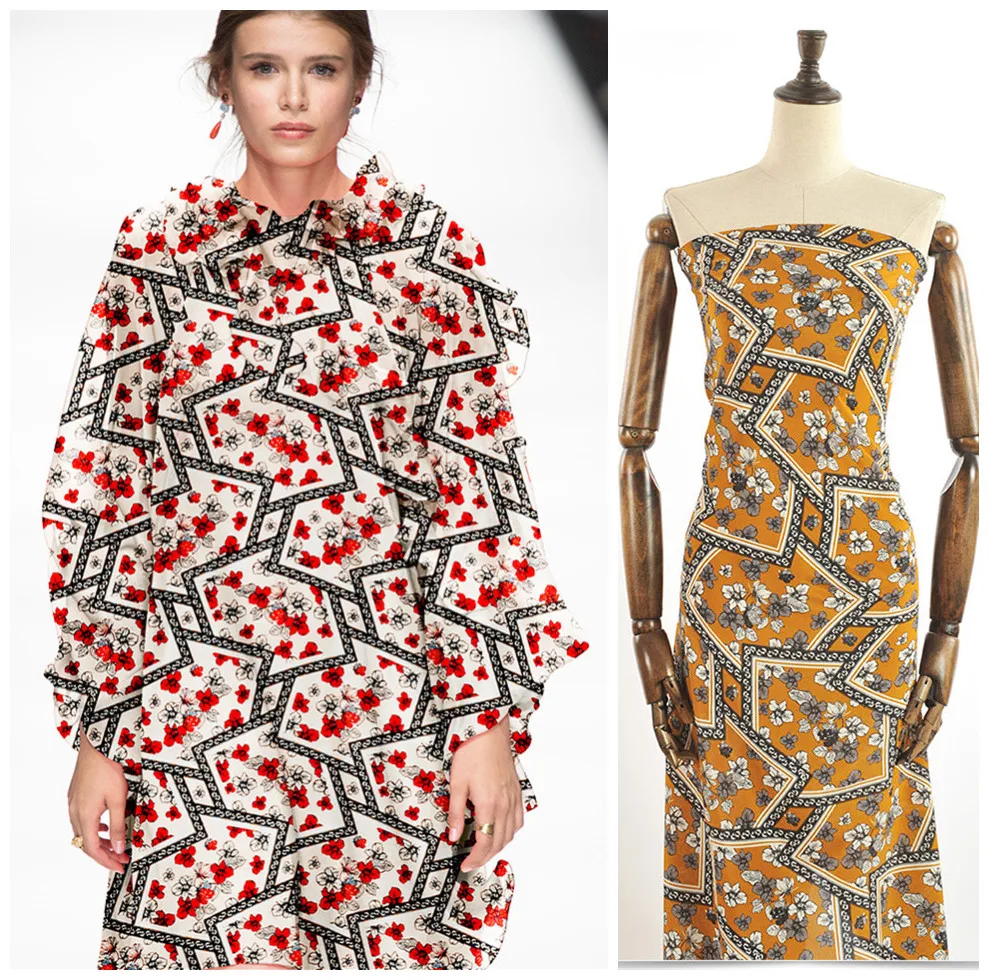 140cm wide flower printed silk fabric meter anti-wrinkle crepe de chine 16mm shirt dress wholesale cloth | Дом и сад
