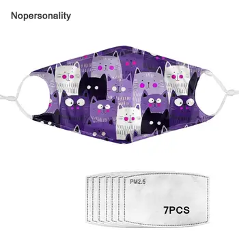 

Nopersonality PM2.5 Anti Haze Mouth Mask Activated Carbon Filter Windproof Mouth-muffle Cat Print Face Mask Bacteria Proof