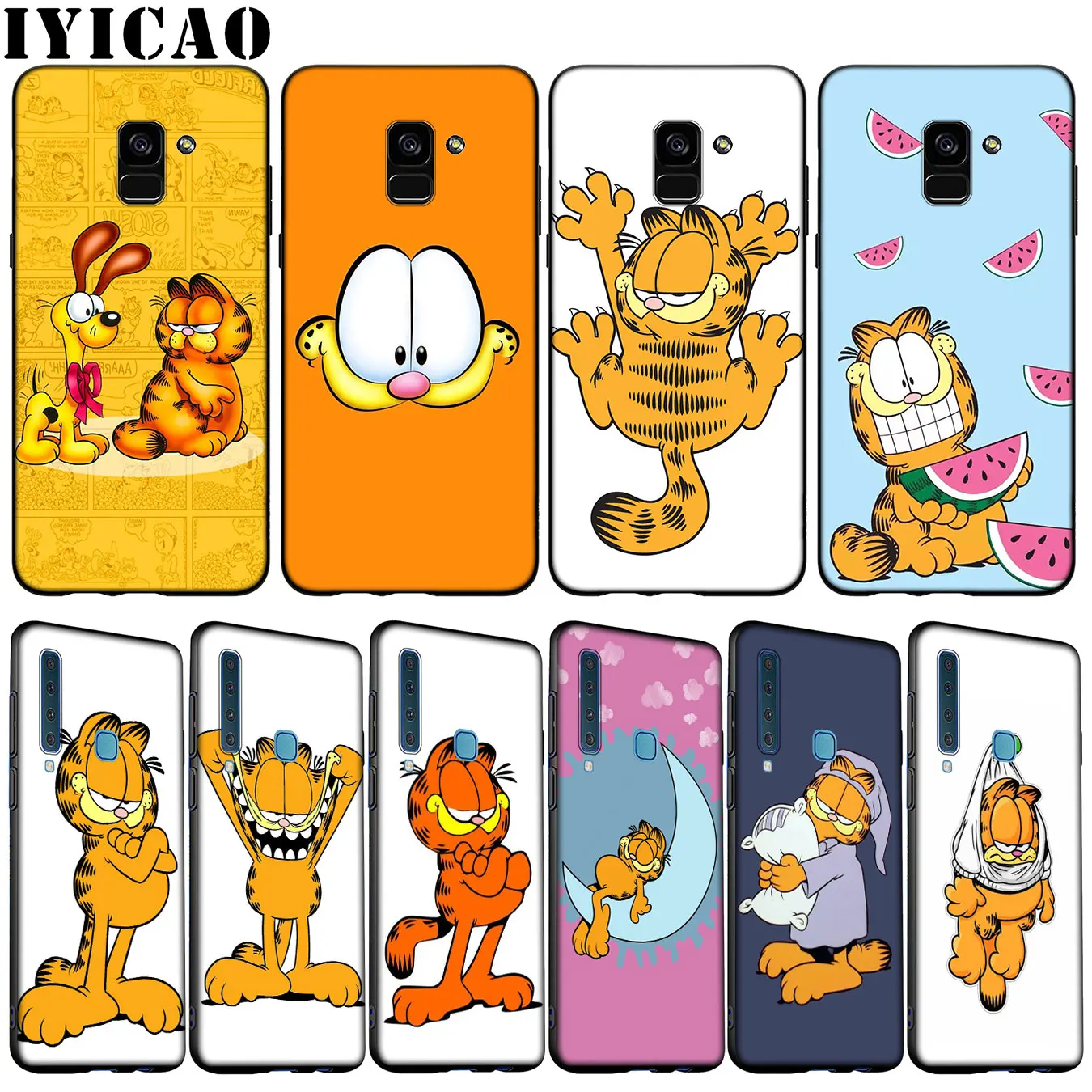 Мягкий силиконовый чехол для телефона Garfield cat Samsung Galaxy A6 A7 A8 A9 2018 A3 A5 2016 2017 Note 9 8 10 Plus