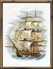 

C489 Landscape [riding the wind and breaking the waves] simple sailing boat precision printing cloth cross stitch set