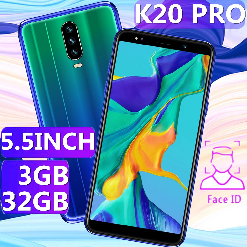 

Original K20 Pro Mobile Phone 5.5Inch 3GB RAM 32GB ROM 8MP Camera Smartphones Android Face unlocked CellPhones