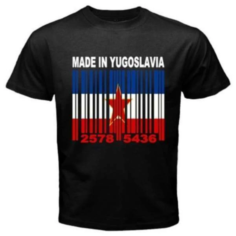 Черная футболка со штрих-кодовым флагом и сербами из кроатов Yg1 Повседневная |