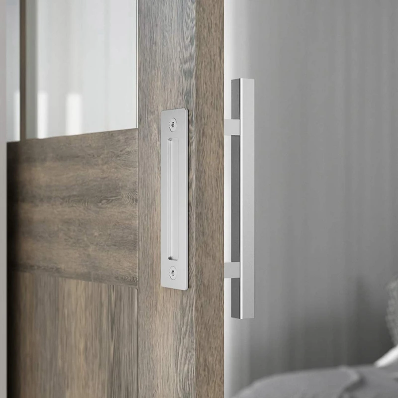 SovelyBoFan Heavy Duty 12 Inches Square and Flush Two-Side Barn Door Handle for Sliding Barn Door Gates Garages Sheds Furniture