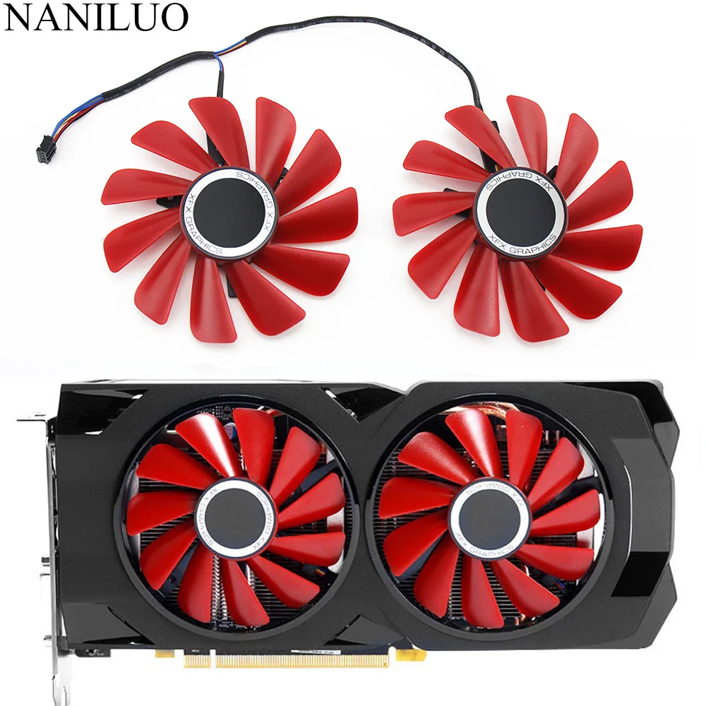 Placa de vídeo xfx rx570 rs rx580 rs, placas gráficas de 85mm de diâmetro RX-570-RS RX-580-RS FD10U12S9-C para substituição e resfriamento como ventilador