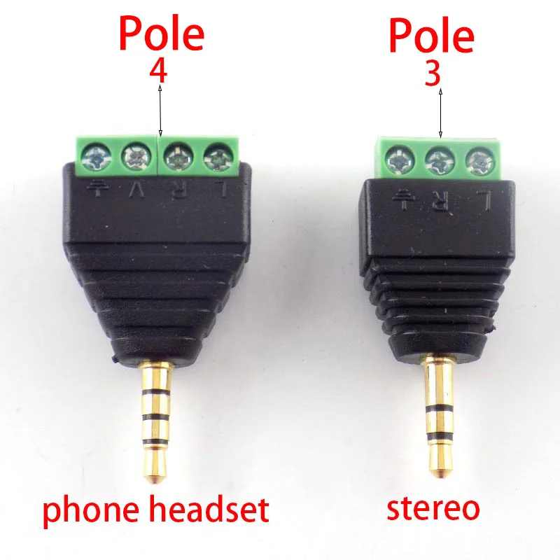 3 polos/4 3,5mm conector de auriculares tres/cuatro polos estéreo sin soldadura conector de Audio cabeza a Terminal DIY enchufe|Conectores| - AliExpress