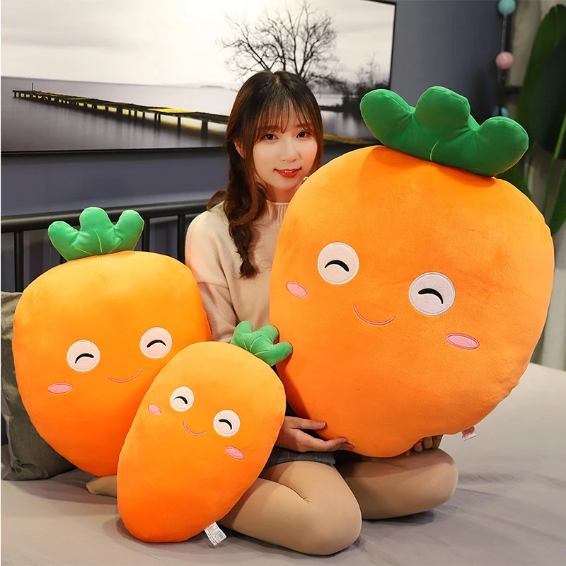 Cute Smile Carrot Plush Toy Pillows Stuffed Creative Vegetables Funny Plant Pillow Cartoon Soft Stuffed Dolls Kids Birthday Gift