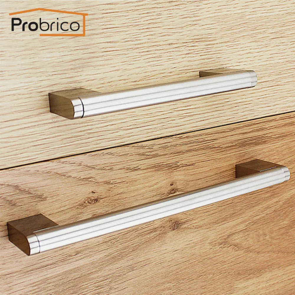 2x Matt Chrome Stainless Square D Shape Pull Handle Cabinet Draw Wardrobe 224mm