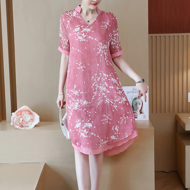 

JUAYKALA L-5XL Women's Dress 2019 New Summer Print Chiffon Dress Fat Sister Dress Female 200 Kg Can Wear