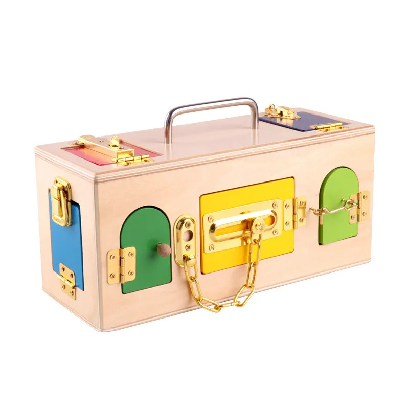 

Preschool Education Daily Learning Unlock Toy Lock Box Teaching Aid Toy Plywood Early Education Toys Children'S Educational Toys