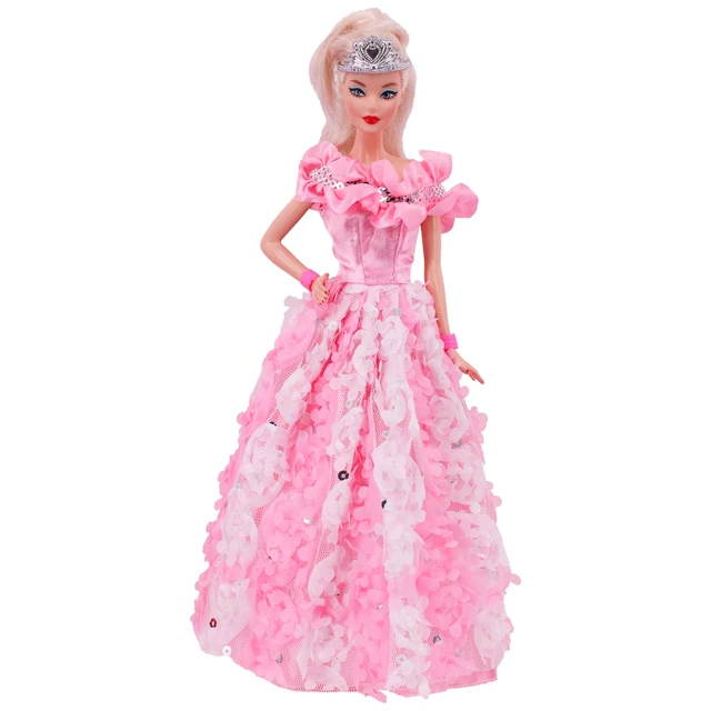 Vestido para boneca barbie, vestido rosa quente, roupas para casamento,  boneca e véu, princesa, roupa de festa para boneca barbie 1/6 - AliExpress