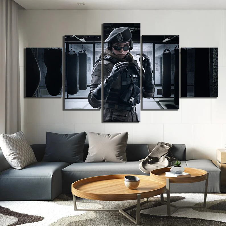 

Home Decor Poster HD Pictures Prints Canvas 5 Piece Tom Clancy's Rainbow Six Siege Video Game Living Room Decorative Painting