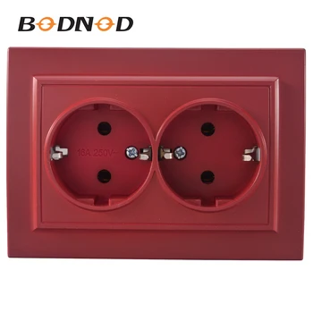 

Wall Socket New Socket Rose Red Color Double Socket With Earth Colorful European DIY Socket 16A 250V Schneider Livolo