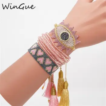 

MIYUKI Beads Bracelet Turkish Evil Eye Pulseras Mujer 2020 Joyeria Heart Bracelets Mexican Jewelry Women Tassel Armband