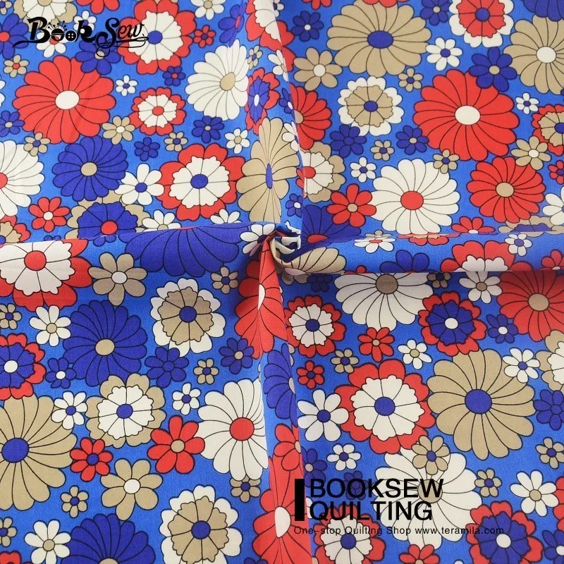 Booksew Хлопок Поплин Ткань Цветочный Мягкий Синий пошив швейной ткани платье с