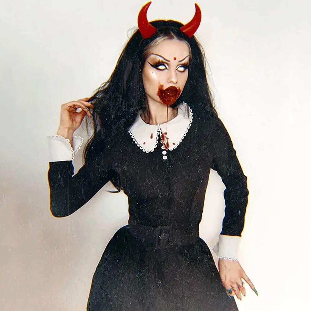 

Rosetic Vintage Black Dress Doll Collar Palace Temperament Mid Dress Cute Girl Elegant Party Club Wear Dress Women Retro Dresses