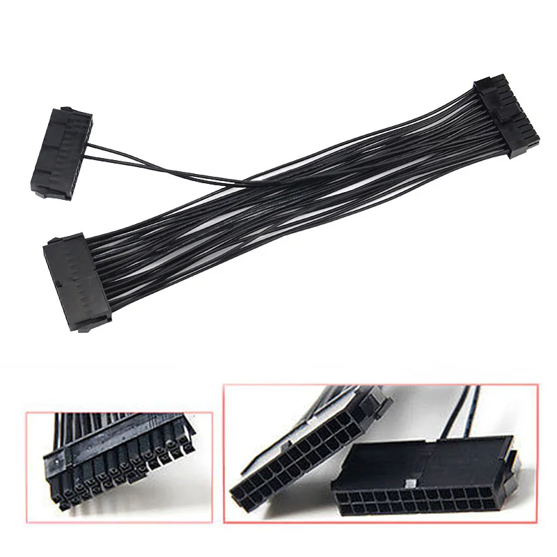 New 24Pin 20+4pin Dual PSU ATX Power Supply Adaptor Cable Connector For Mining 30cm SP99