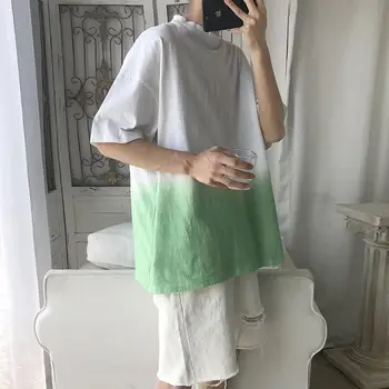 

Men's T shirt 2020 spring new slim-fit short sleeve T shirt with gradient loose casual round collar personality youth men's wear