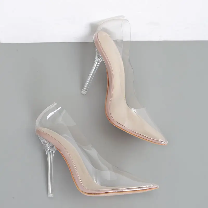 Г., обувь из ПВХ Прозрачные Сандалии пикантные женские босоножки на прозрачном каблуке с острым носком вечерние туфли-лодочки женская обувь на танкетке