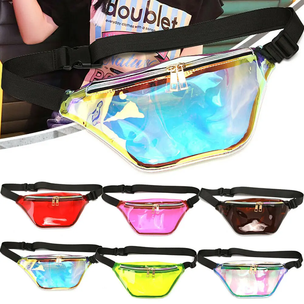 

2019 new fanny pack women's waist bag PVC transparent waterproof fashion candy color belt bag