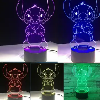 

3D Cartoon Stitch Night Light 7 Color Change LED Desk Lamp Touch Room Decor