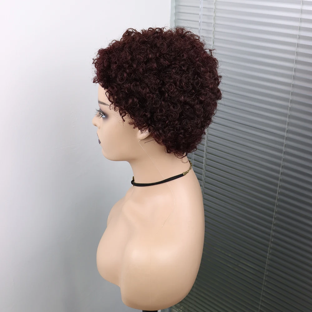 Short Curly Hair Wigs Pixie Cut Brazilian Human Hair For Black Women Natural Black 150% Density Glueless Afro Kinky Curly Wig