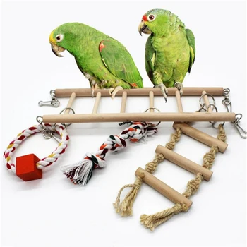 

Bird Toys Bird Hanging Ladder Parrot Climbing Net Hanging Ladder Bridge Macaw Cage Chew Decoration Pet Supplies Parrot Toys