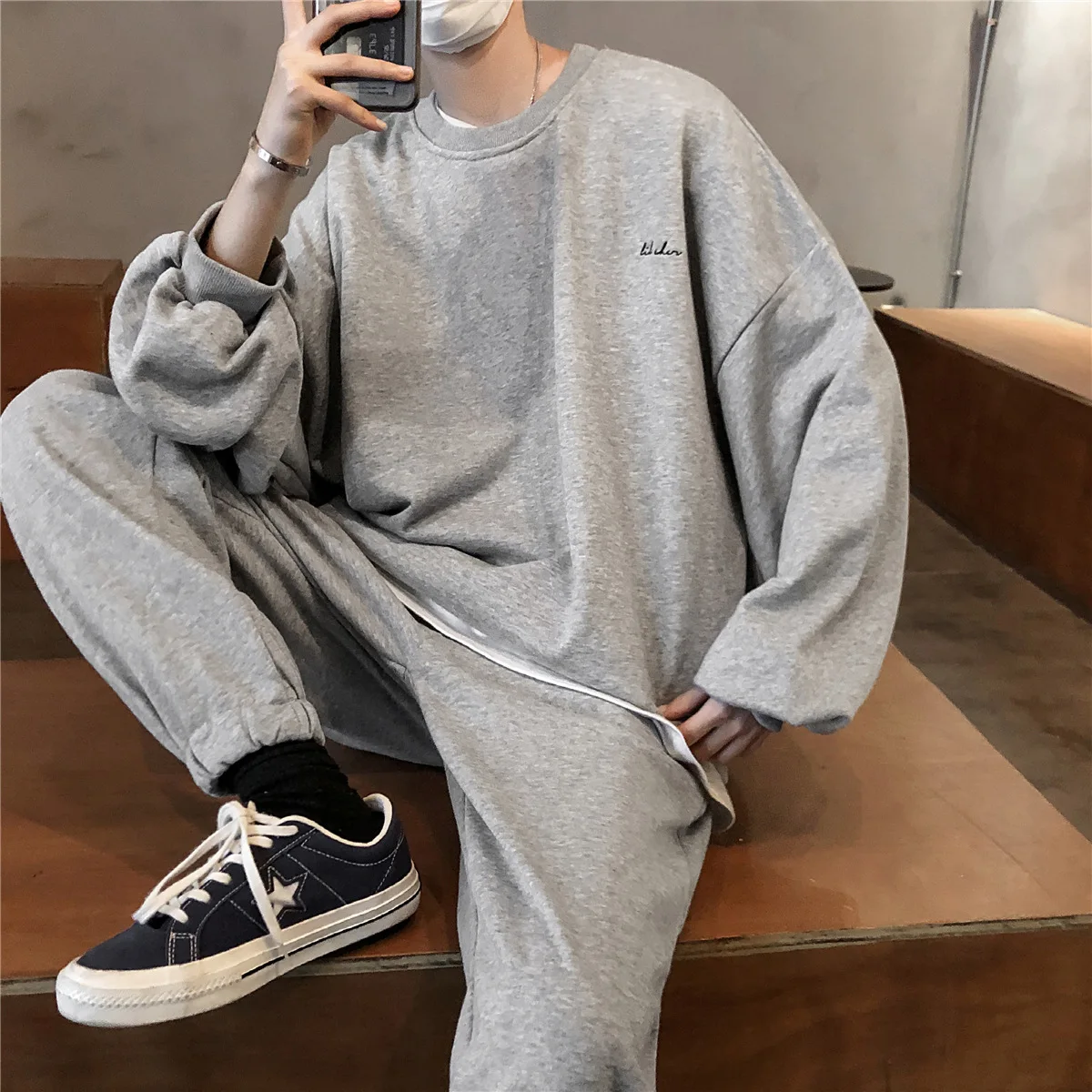 

2020 New Style Couples Versatile Hoodie Men's Spring And Autumn Korean-style Trend Loose-Fit INS Hong Kong Style Sports Coat Set