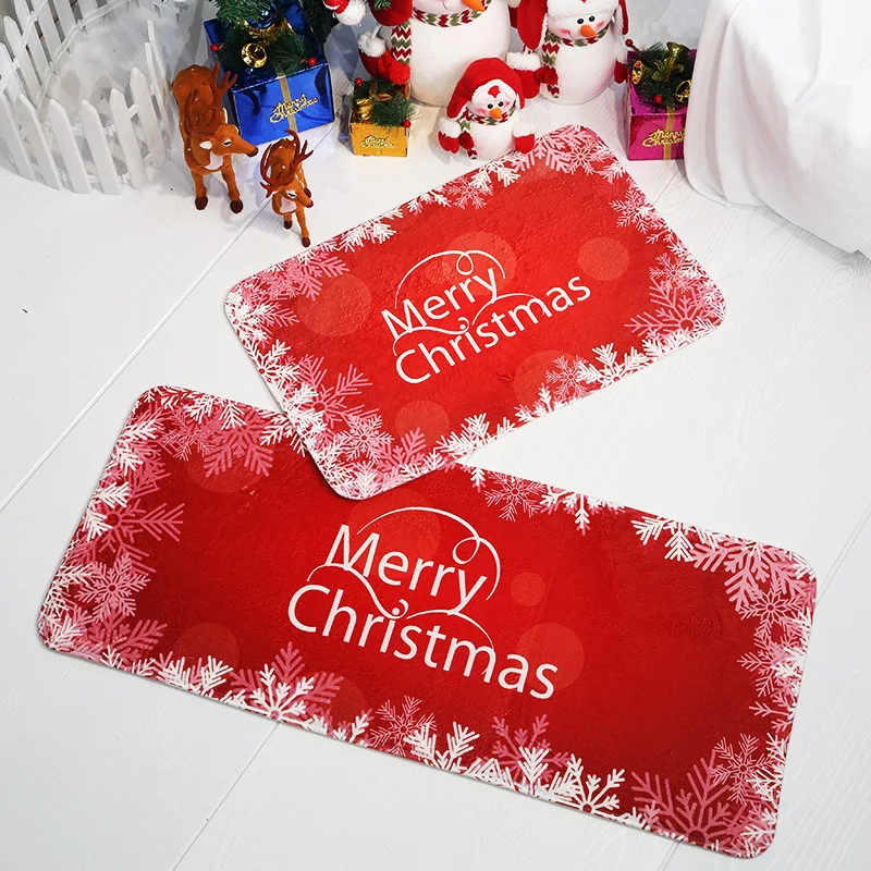 

Navidad 2020 Flannel Anti-slip Mat Merry Christmas Carpet Santa Claus Floor Carpet Rug Floor Bath Room Xmas Decoration For Home