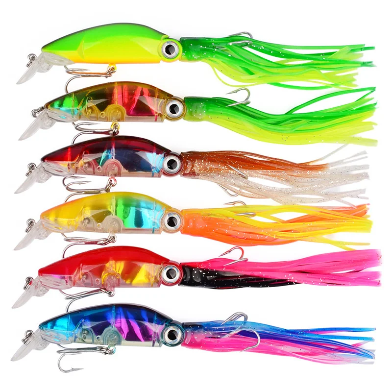 

Luya Bait 2021Artificial Plastic Squid with Bait10cm18g Metal Fixture Sea Fishing Boat Wobbler Fishing Gear Banana Fish