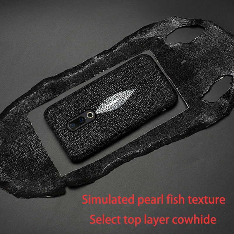 Genuine Leather Phone Case For Meizu 16th Plus 16 16X 17 Pro 7 Plus Cases Luruxy Cowhide Pearl Fish Texture Back Cover Funda