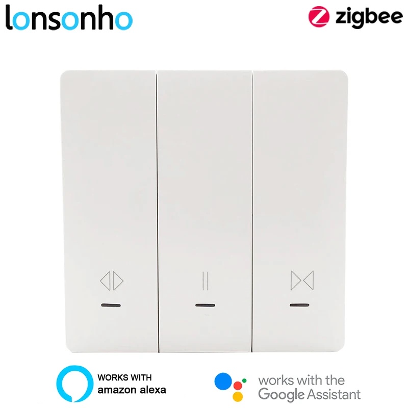 Lonsonho Tuya Zigbee Smart Curtain Switch For Roller Shutter Blind Motor EU Button Switches Alexa Google Home Compatible