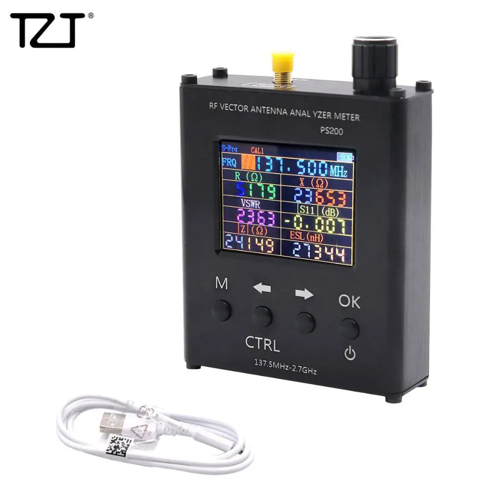 TZT N1201SA+ 35MHz - 2.7GHz UV RF Antenna Analyzer SWR Meter Tester with Aluminum Alloy Shell PS100/PS200