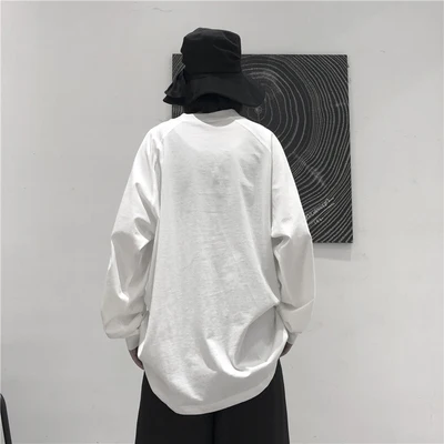 Spring solid color wide round neck dark wind loose