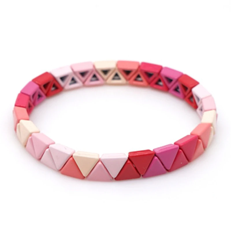 Bohemian Bracelet Handmade Friendship Braided Stackable Enamel Rainbow Tile Bracelet Fashion Street Photography Bangles Dropship - Окраска металла: HDB048-4