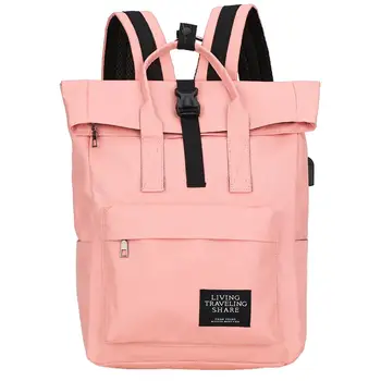 

Women External USB Charge Backpack Canvas Rucksack Male Mochila Escolar Girls Laptop Shoulder School Bags Backpack For Teens