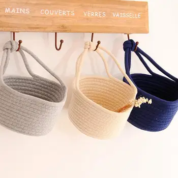 

Household Storage Basket Nordic Cotton Rope Thread Door Wall Box Hanging Sundries W9T9 Woven Hanging Home Decoration Organi L9T8