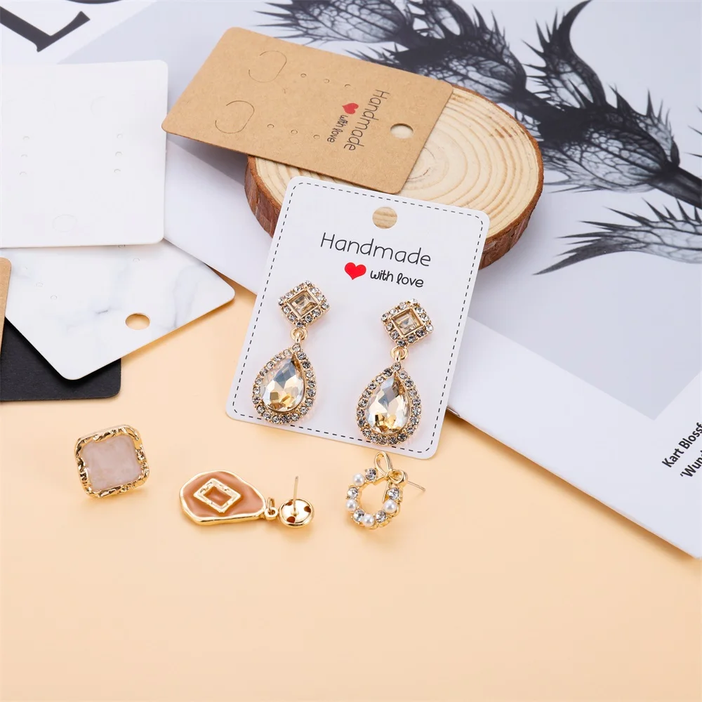 20/100pcs Mixed Style Earrings Cards Necklaces Ear Studs Display Cards Kraft Paper Hang Tag Card For DIY Jewelry Display Card