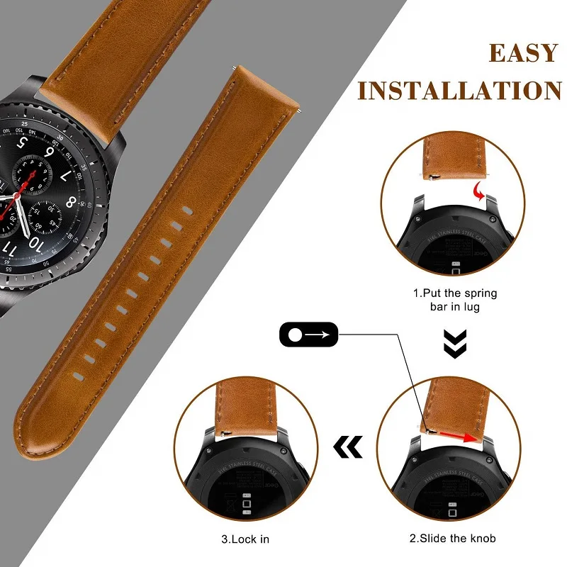 Сменный ремешок для samsung galaxy watch Active 2 40 мм 44 мм 42 мм ремешок для gear S3 Frontier 46 мм кожаный ремешок