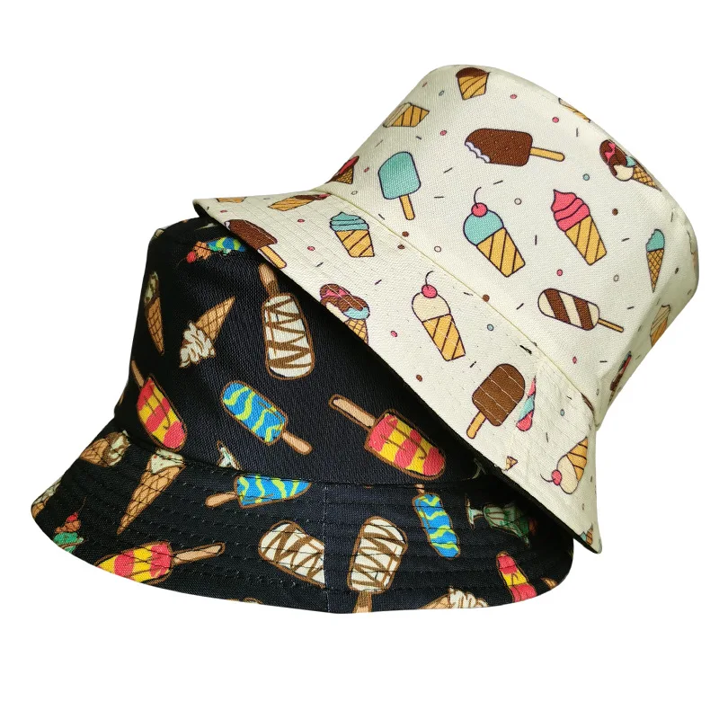 Print Foldable Bucket Hat Summer Beach 