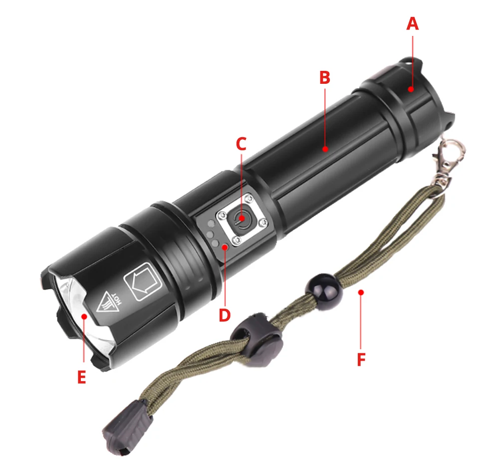 Lanterna com Bateria Tático à Prova Utilizado para a Aventura Super Bright Display d' Água Torch Zoom Telescópico Caça Xhp70.2 Led 4 High Quality Luzes e Iluminação