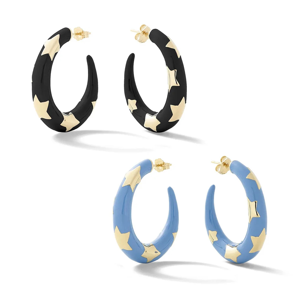 Европейские серьги в форме звезды из специального сплава женские Разноцветные