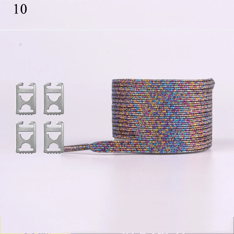 Creative Casual Elastic Magnetic Shoelaces Buckle Lazy Shoelaces Gold Silver Colorful Stretch Locking Lazy Shoelaces Strings - Color: 10