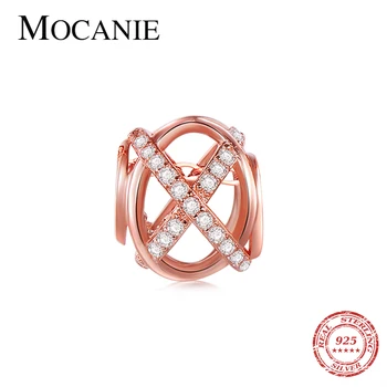 

Mocanie Hight Quality 925 Sterling Silver Clear CZ Rose Gold Color Pendant for Women Charm Bracelet or Bangle Fine Jewelry Gift