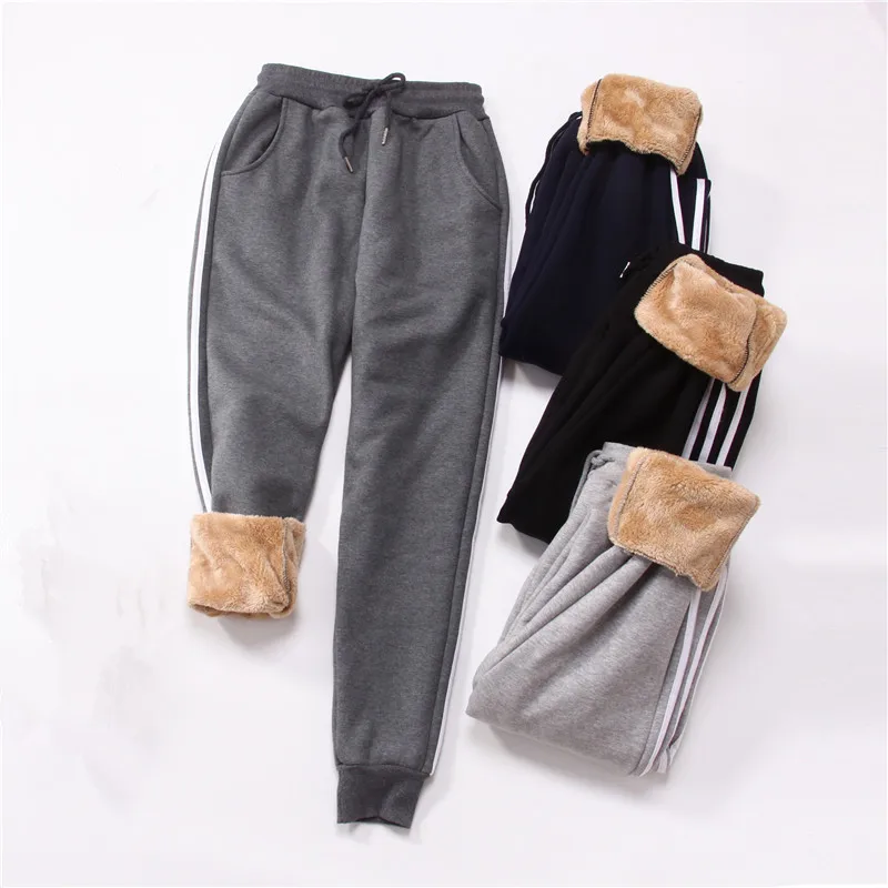 

Winter Women's Trousers Workout Pants Lamb Cashmere Thick Warm Plus Side Stripe Sweatpants Pants Clothes Sweatpants For Women