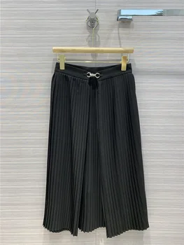 

Luxury Straight Long Skirt 2020 Early Autumn Women's New Retro High-waisted Two-way Fold Tie-dye Pleated Mid-length Loose Skirts