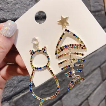 

Shiny Side New Fashion Brand Jewelry Multi-color Crystal Cat Stud Earrings for Women Irregular Fish Gift Earrings