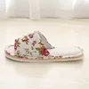 Autumn Winter Women's Home Slippers Couple Linen Floor Shoes Leisure Spring Soft Non-Slip Foam Bottom Flip Flops Rose 5