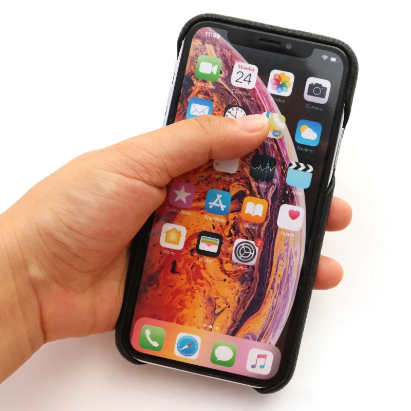 Роскошный Litchi зернистый чехол для телефона из натуральной кожи для iPhone Xs